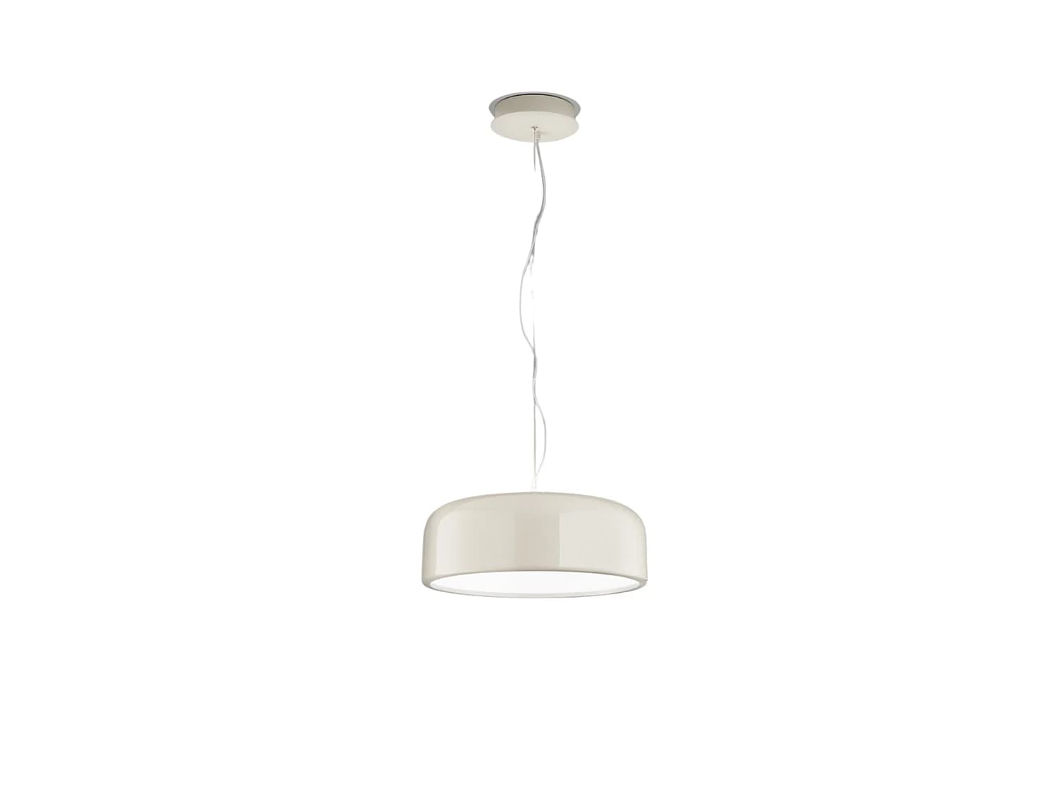 Suspension En Métal Blanc Crème Brillant Avec Led Cct Dimmable, Diamètre 48,5 Cm, Hauteur Réglable Jusqu'À 318 Cm - Design Moderne Par Perenz
