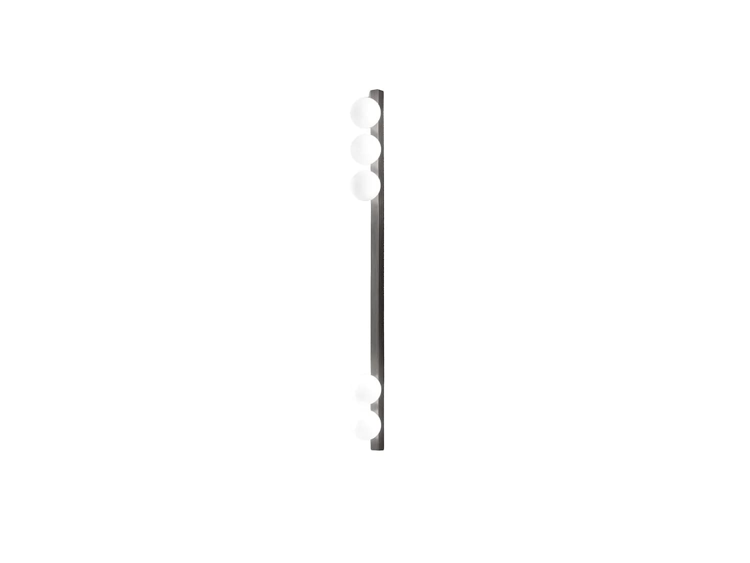 Plafonnier 10S48482 En Métal Gris Titane Avec 5 Diffuseurs Sphériques En Verre Soufflé Blanc Dépoli - Design Moderne Et Élégant Par Perenz.