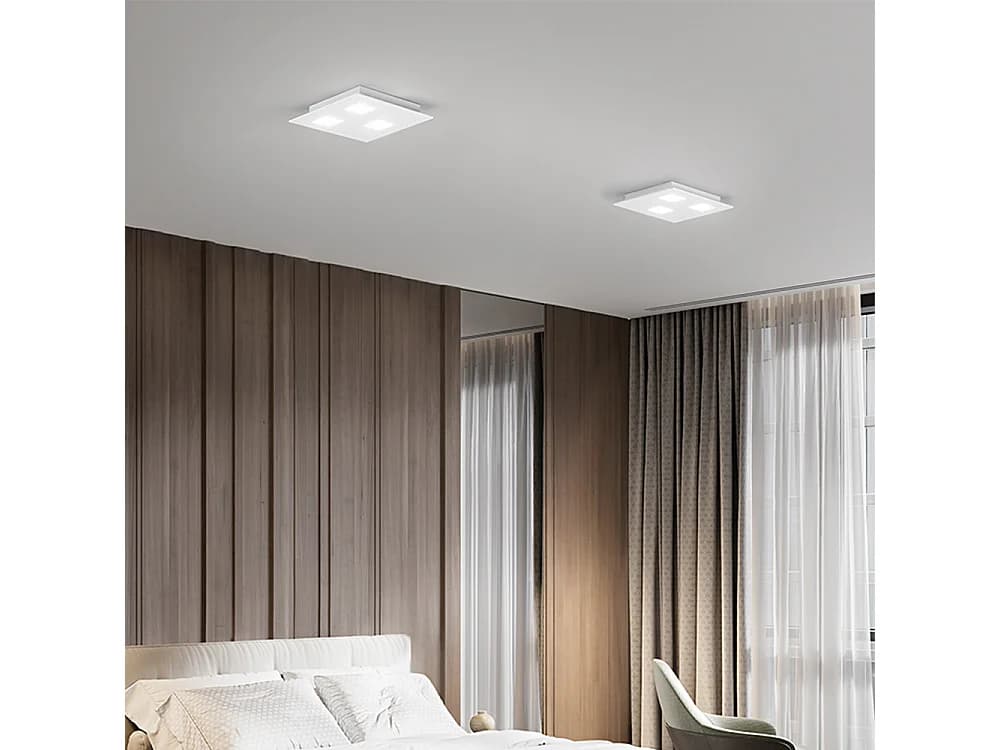 Plafonnier Carré En Métal Blanc, Design Moderne 3 Lumières Gx53, Éclairage D'Intérieur Élégant, Minimaliste Et Raffiné, 30X30 Cm - Par Perenz