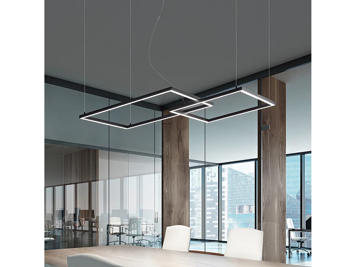 Suspension Led Moderne 64W En Aluminium Noir Mat, Design Géométrique, Sélecteur Cct Intégré 3000K-6000K Pour Un Éclairage Personnalisé - Perenz