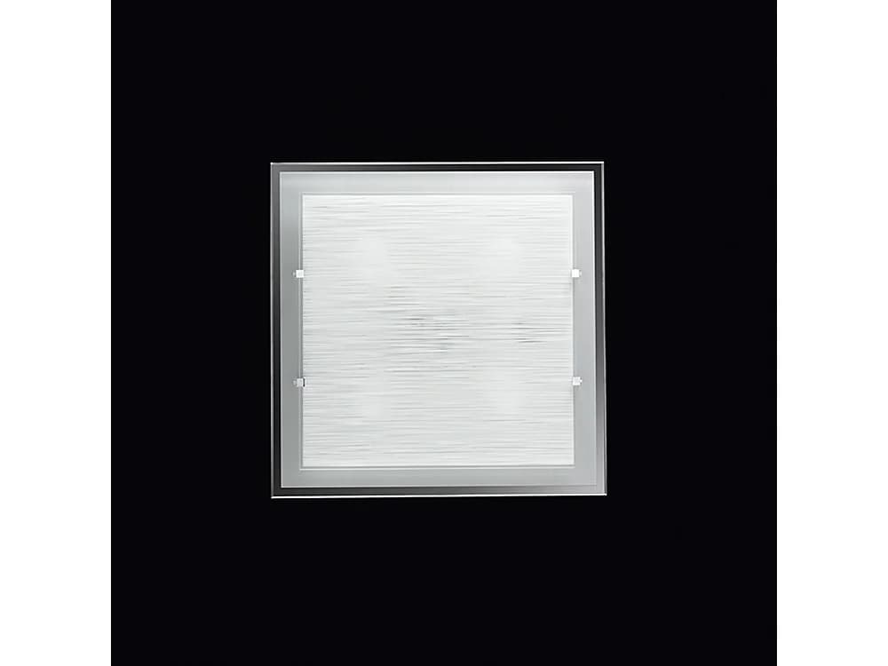 Plafonnier Carré En Verre Strié 50X50 Cm, Design Moderne Avec 4 Douilles E27 Pour Un Éclairage D'Intérieur À La Fois Élégant Et Diffus - Perenz