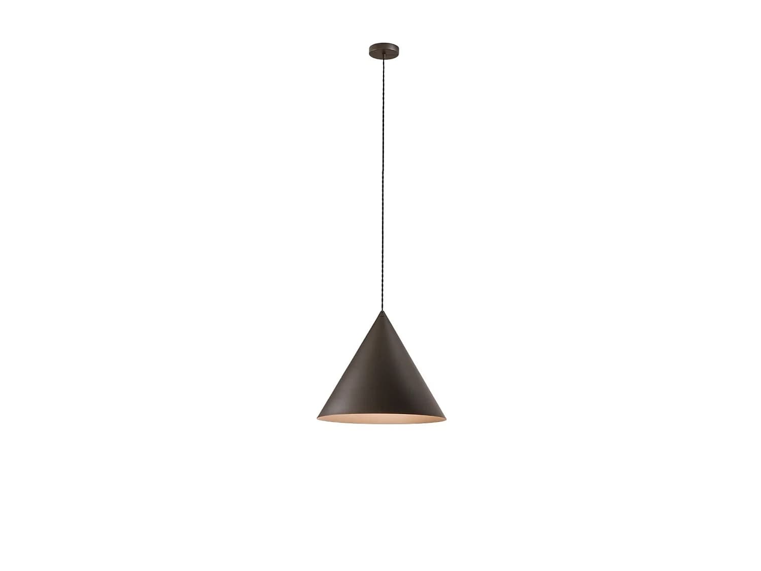 Lampe À Suspension Conique En Métal Et Aluminium Gris Métallisé Et Marron, Diamètre 40 Cm, 1 X E27 Max 60W - Perenz Design Moderne Pour Intérieur