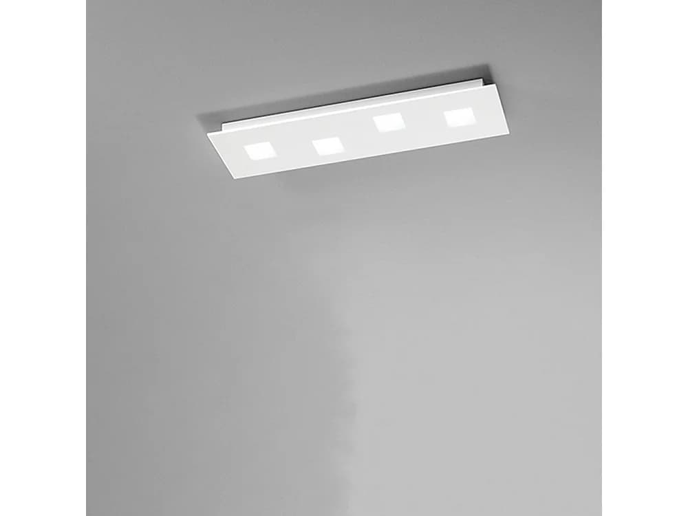 Plafonnier Rectangulaire En Métal Blanc, Design Moderne 4 Lumières Gx53, Éclairage Intérieur Élégant Et Minimaliste, 70X20 Cm - Marque Perenz