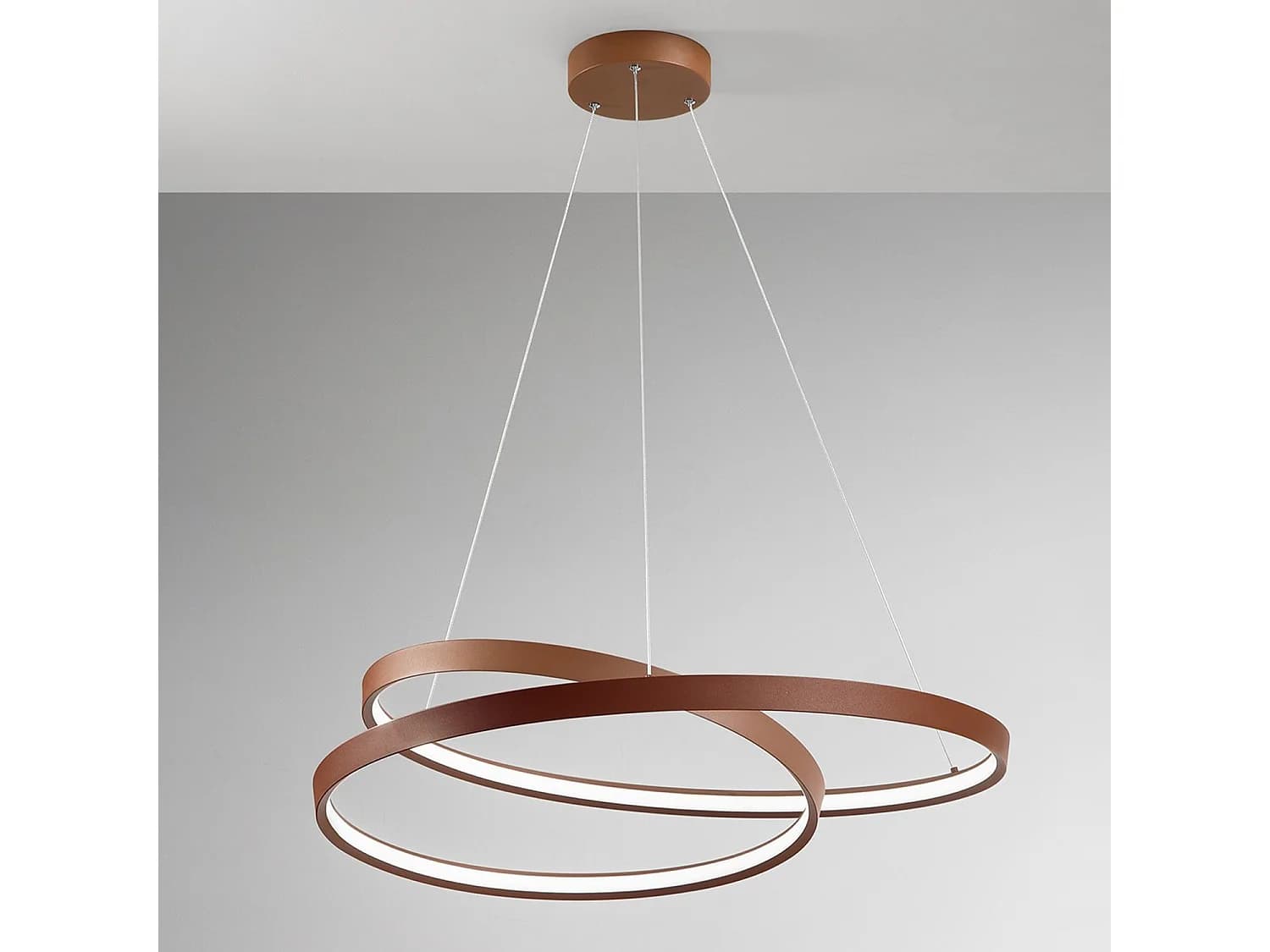 Suspension Led 55W Circulaire Dimmable Cct, Structure En Métal Couleur Cannelle Mat, Hauteur Réglable, Design Moderne - Marque Perenz Lampe Chic