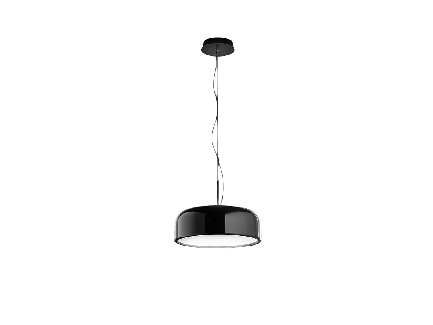 Suspension En Métal Noir Brillant (Ral 9005) Avec Led Intégrée Cct Réglable, Diamètre 48,5 Cm, Hauteur Ajustable 318 Cm - Marque Perenz Design