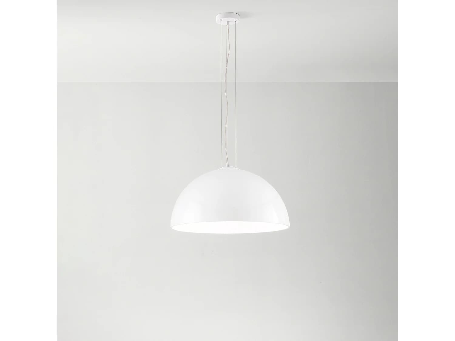 Suspension En Verre Blanc Opale, Structure En Métal Et Aluminium, Design Moderne Et Minimaliste, Culot E27, D.50 X H.175 Cm - Marque Perenz Officiel