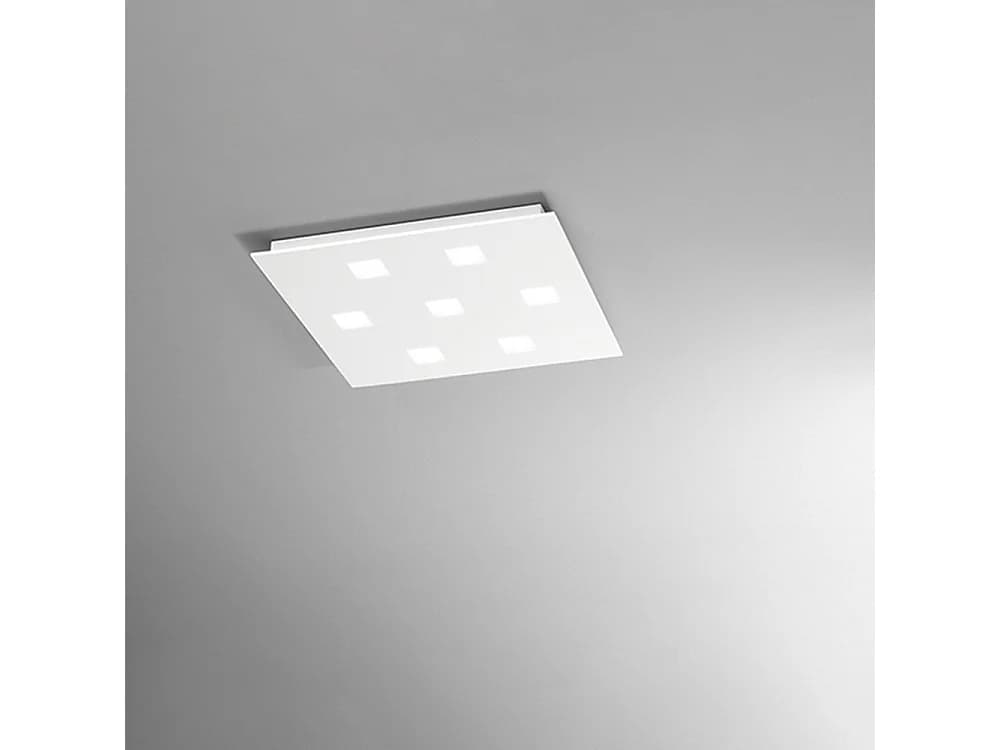 Plafonnier Carré En Métal Blanc, Design Moderne 7 Lumières Gx53, Éclairage Intérieur Élégant Et Minimal, 59,5X59,5 Cm - Perenz, Haute Qualité