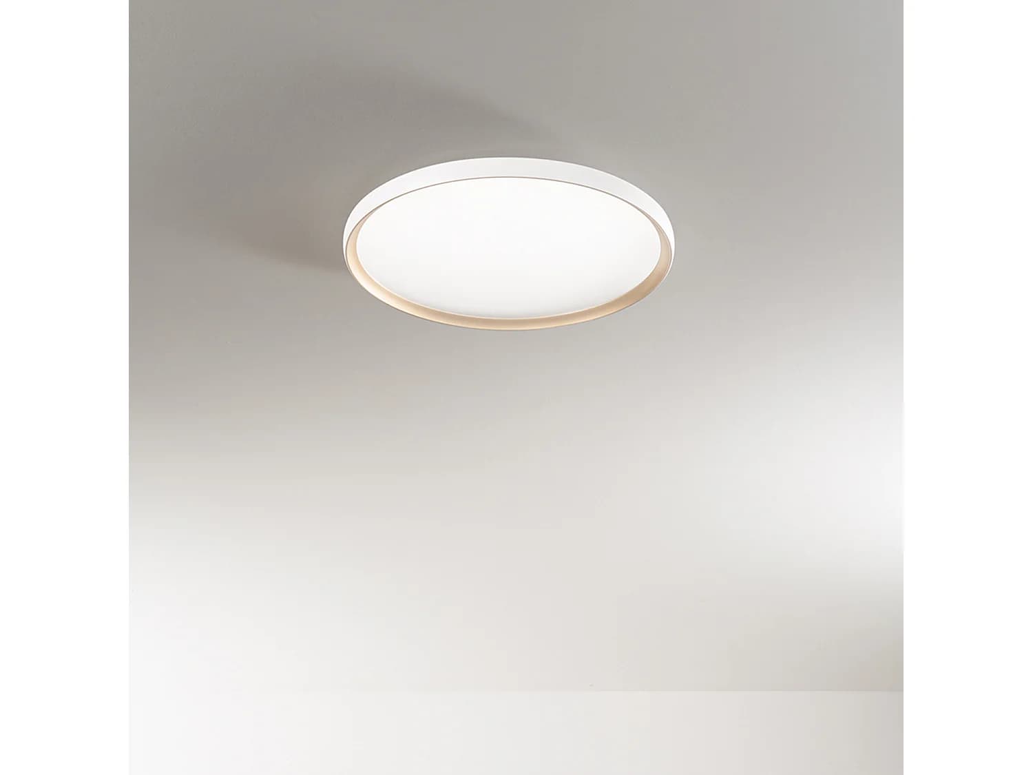 Plafonnier Led Circulaire 40W En Métal Blanc Et Or Mat, Cct Dimmable 3000K-6000K, Diffuseur Acrylique Satiné - Design Moderne Par Perenz
