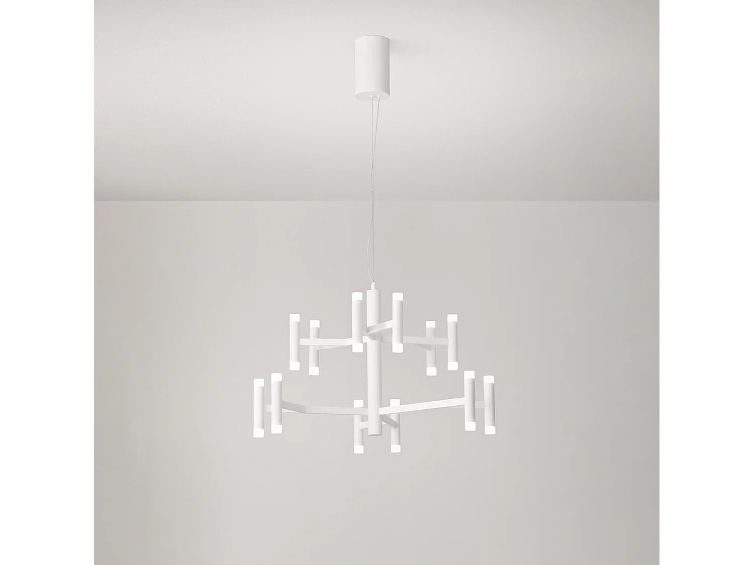 Suspension Led 68W Blanc Mat 3000K Dimmable - Design Moderne En Métal Et Acrylique Satiné Pour Intérieurs Minimalistes - Luminaire Par Perenz