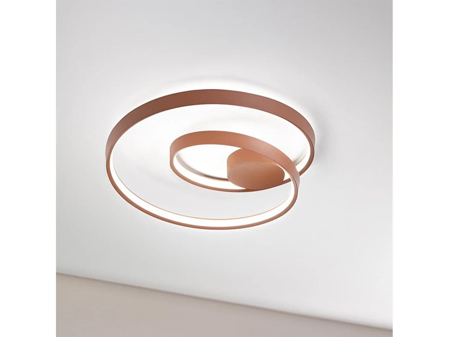 Plafonnier Led 55W Circulaire En Métal Cannelle Mat - Diamètre 60Cm, Dimmable Cct, Design Moderne Pour Éclairage Intérieur - Marque Perenz