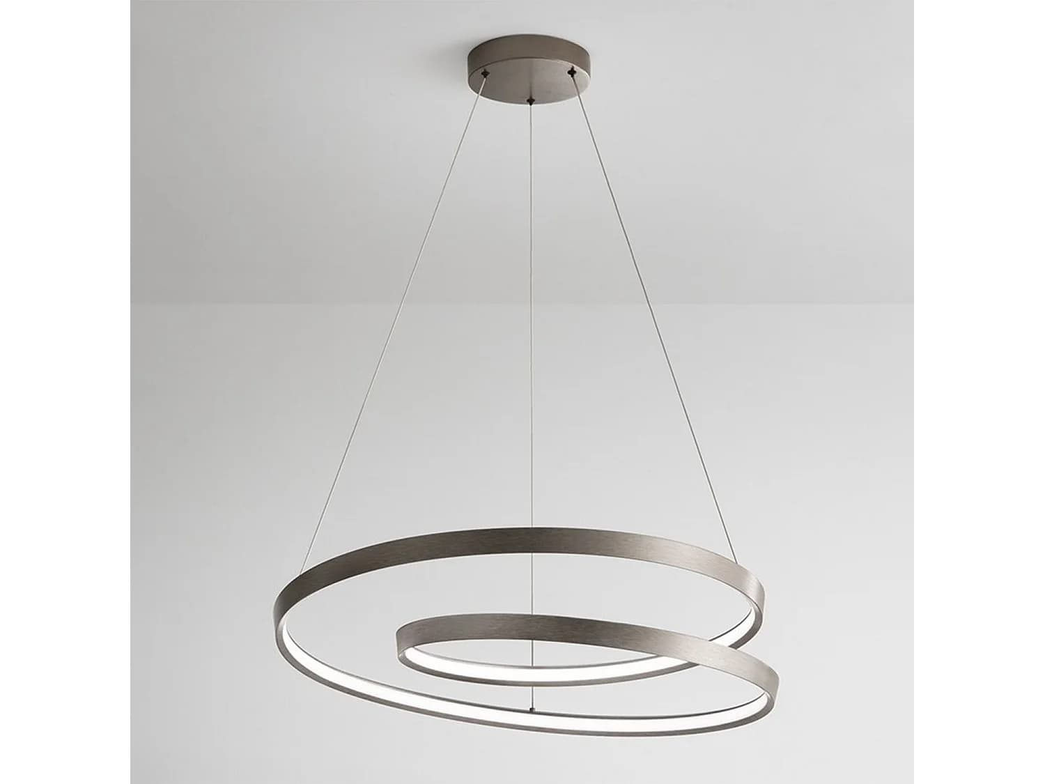 Suspension Led 55W Circulaire Dimmable Cct, Structure En Métal Gris Brossé, Hauteur Réglable, Design Moderne - Perenz, Luminaire Élégant