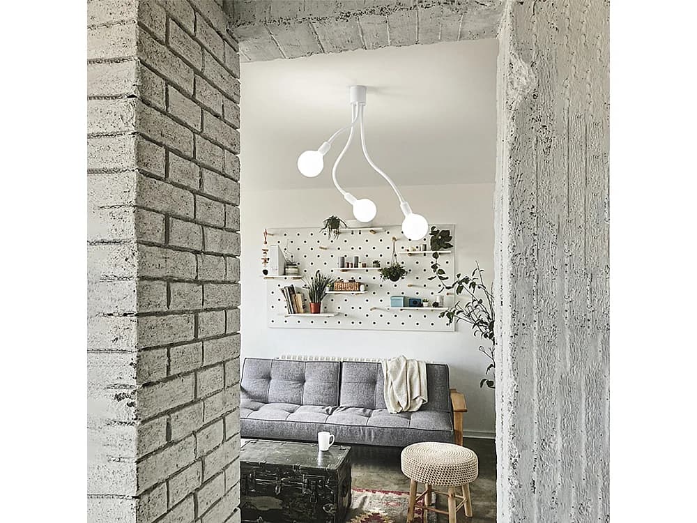 Plafonnier Blanc En Gomme Série 6678, Diamètre 39 Cm, Hauteur 81 Cm, 3Xe27 Max 60W, Design Moderne Et Élégant Par Perenz Pour Votre Intérieur.