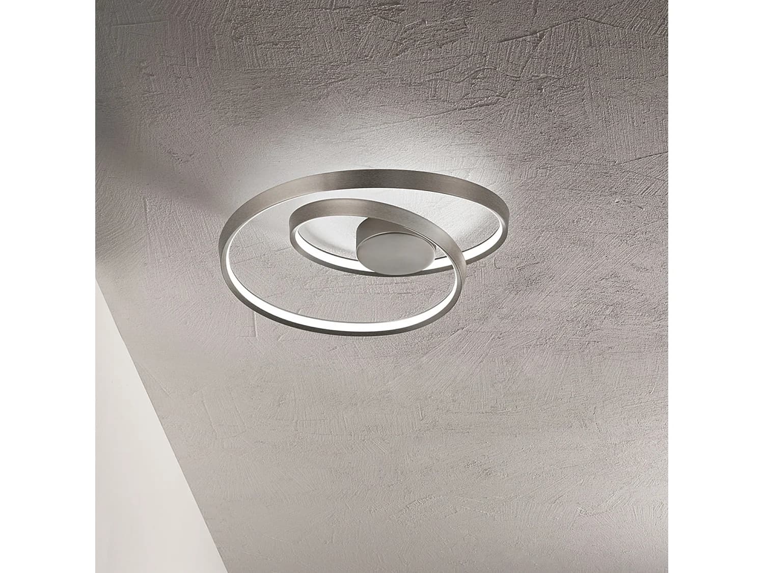 Plafonnier Led 55W Circulaire En Métal Gris Brossé - Diamètre 60Cm, Dimmable Cct, Design Moderne Pour Éclairage Intérieur - Marque Perenz