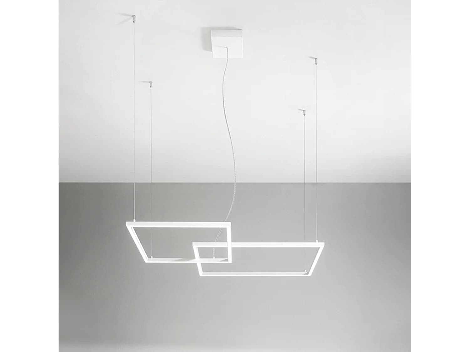 Suspension Led Moderne 64W En Aluminium Blanc Mat, Design Géométrique Avec Sélecteur Cct Intégré Pour Lumière 3000K-6000K Par La Marque Perenz