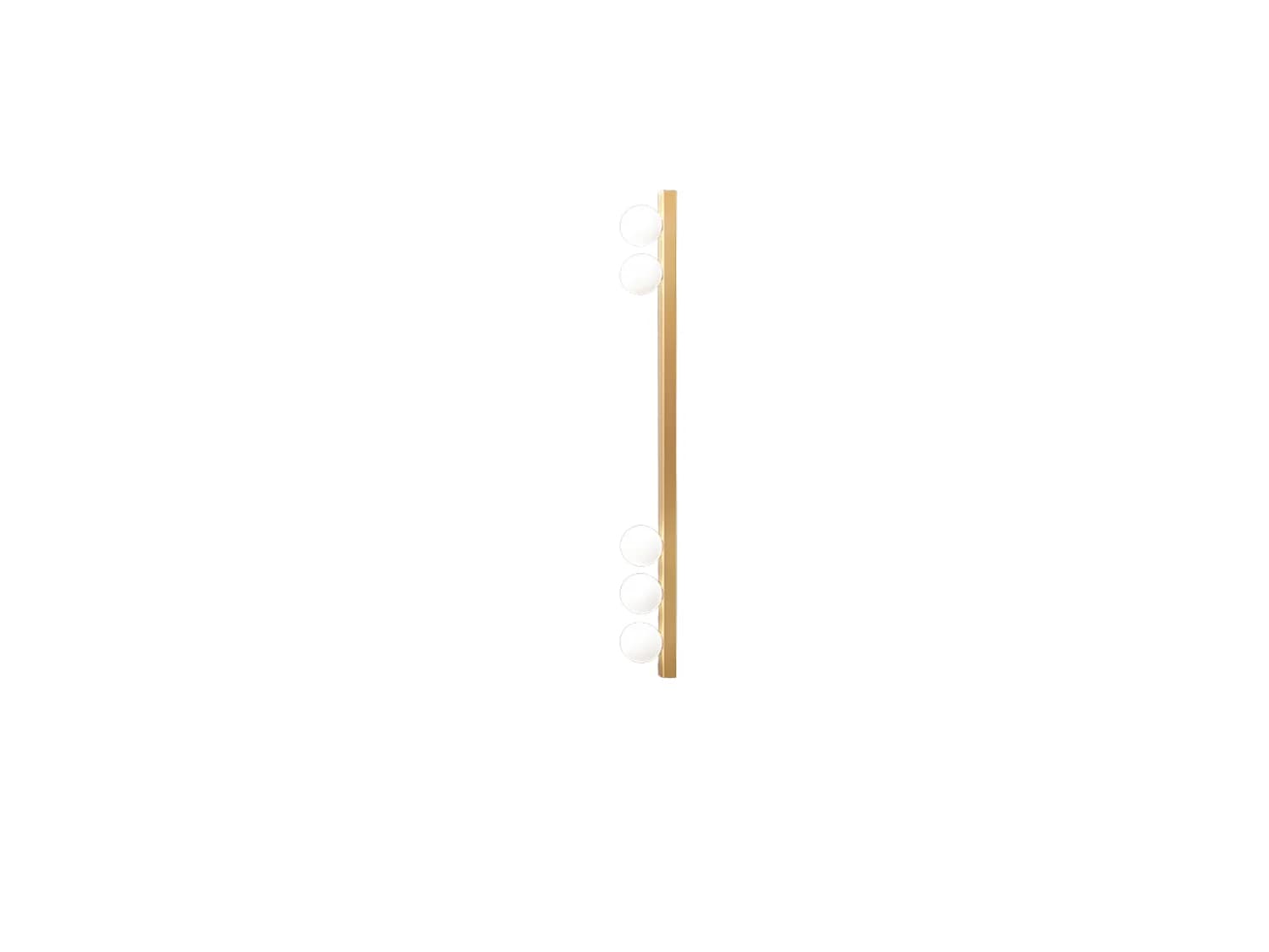 Plafonnier 10S48482 En Métal Doré Mat Avec 5 Diffuseurs Sphériques En Verre Soufflé Blanc Dépoli - Design Moderne Et Élégant - Marque Perenz