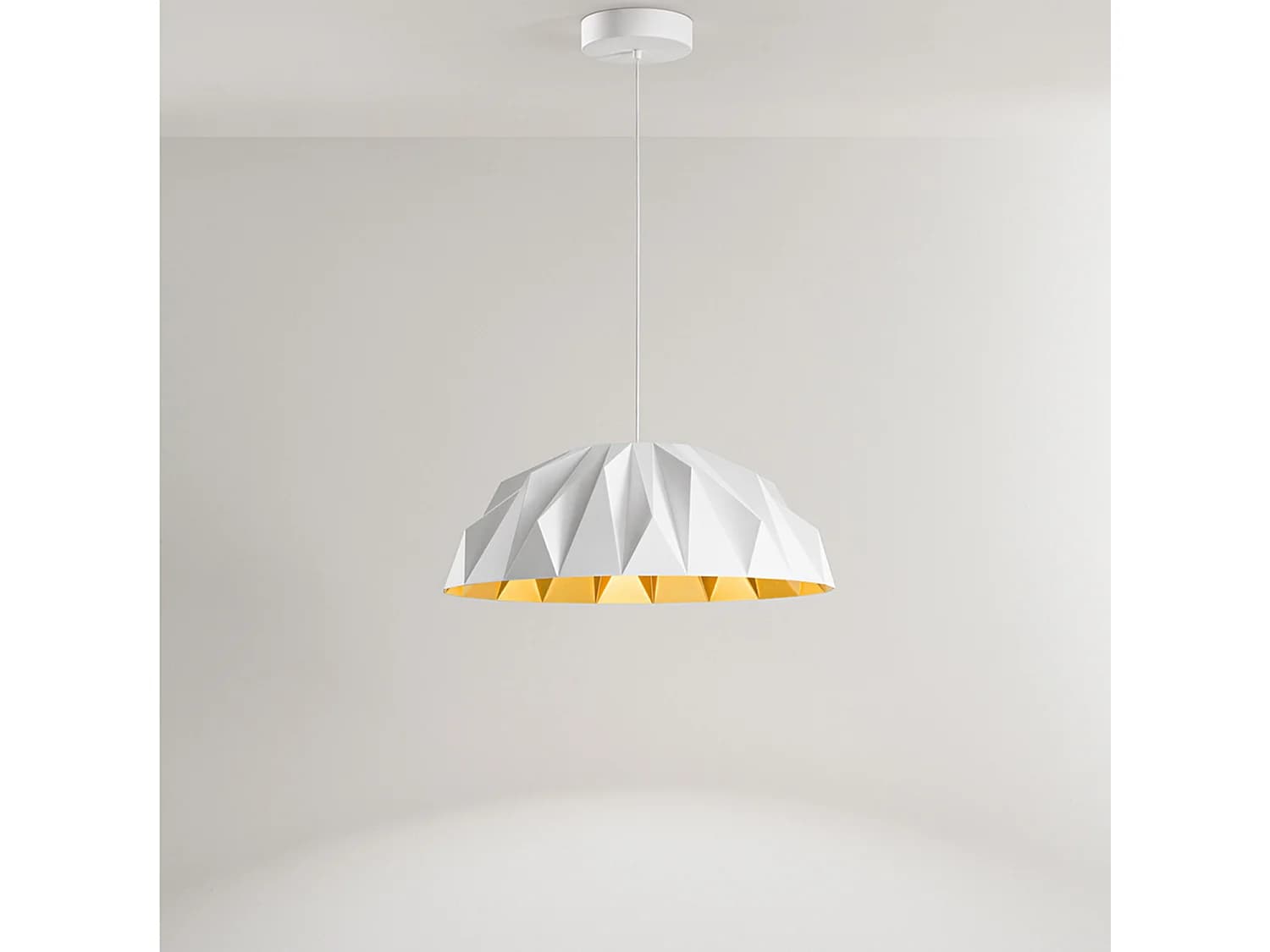 Suspension Led Design Moderne, Structure En Métal Et Acrylique Bicolore Blanc Mat Et Or Mat, 20W 3000K - Perenz, Luminaire Élégant Pour Intérieur