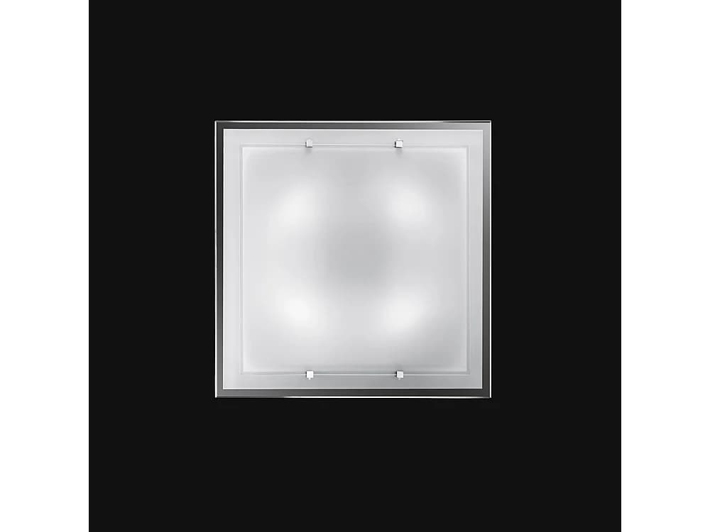 Plafonnier Carré En Verre Blanc 50X50 Cm, Design Minimaliste Avec 4Xe27 Pour Un Éclairage Diffus Et Homogène Dans La Maison - Marque Perenz