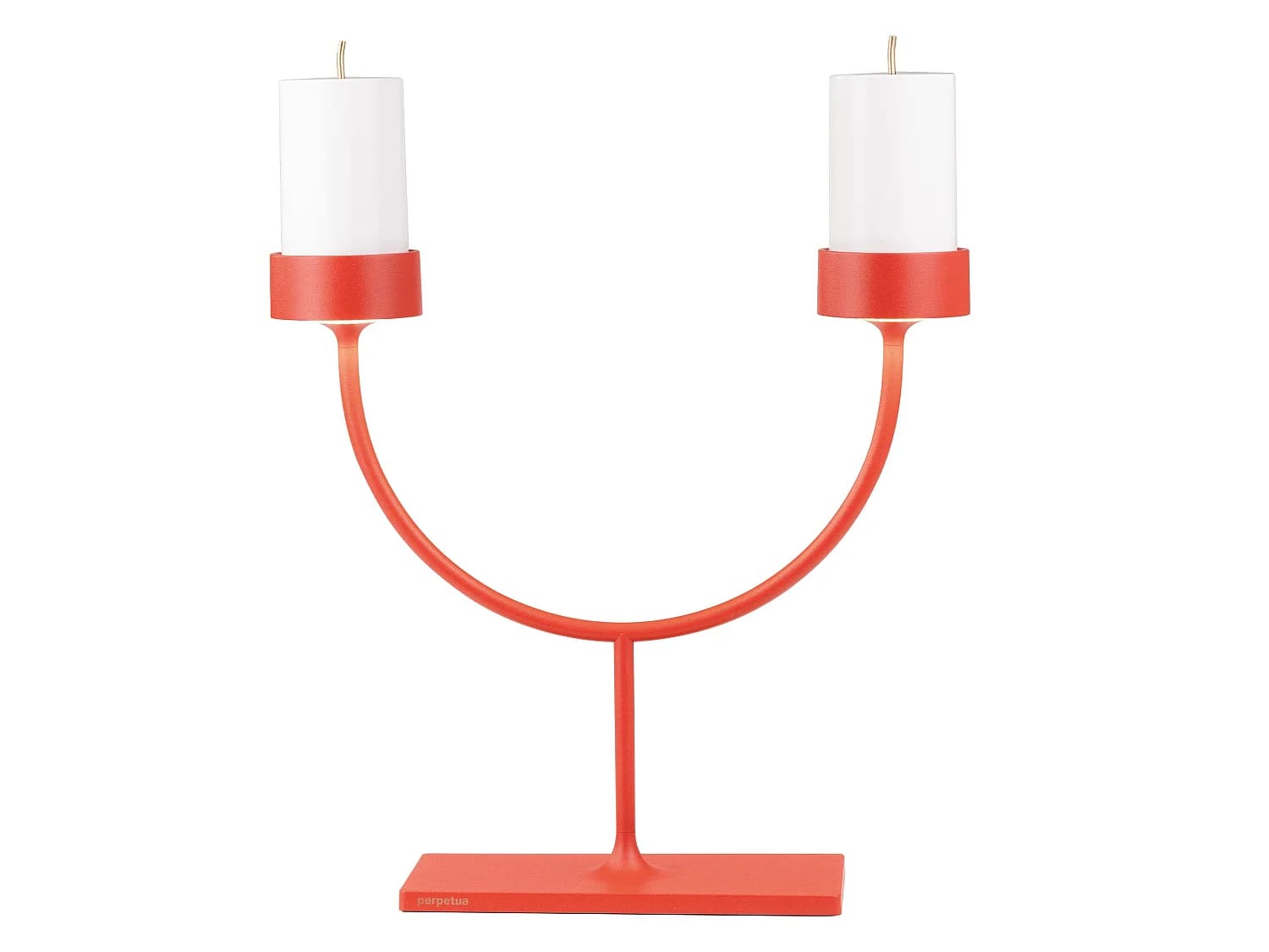 Perpetua Lampe De Table Double 2 Bras Led Sans Fil, Rechargeable, Couleur Rouge, Cri 90, Ip54 Pour Intérieur Et Extérieur, Design Iconique Moderne