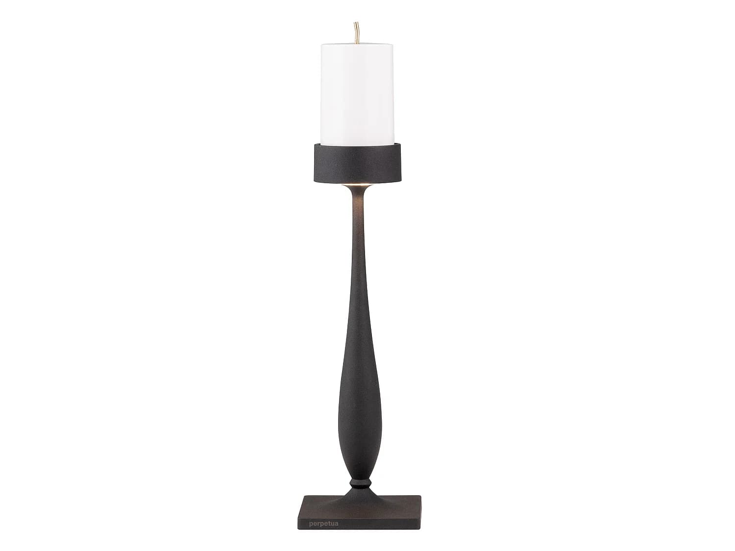 Perpetua Lampe De Table Baroque Sans Fil En Aluminium Moulé Sous Pression, Finition Noire, Module Led, Batterie Remplaçable Et Variateur Tactile