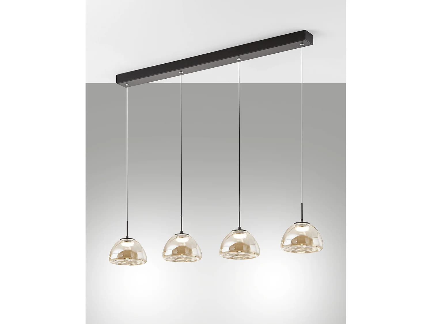 Suspension Lucille Cognac Led 28W, 2700K-4000K, Structure En Métal Et Verre Borosilicate, Intensité Variable En Continu, 87 X 6 X 200 Cm