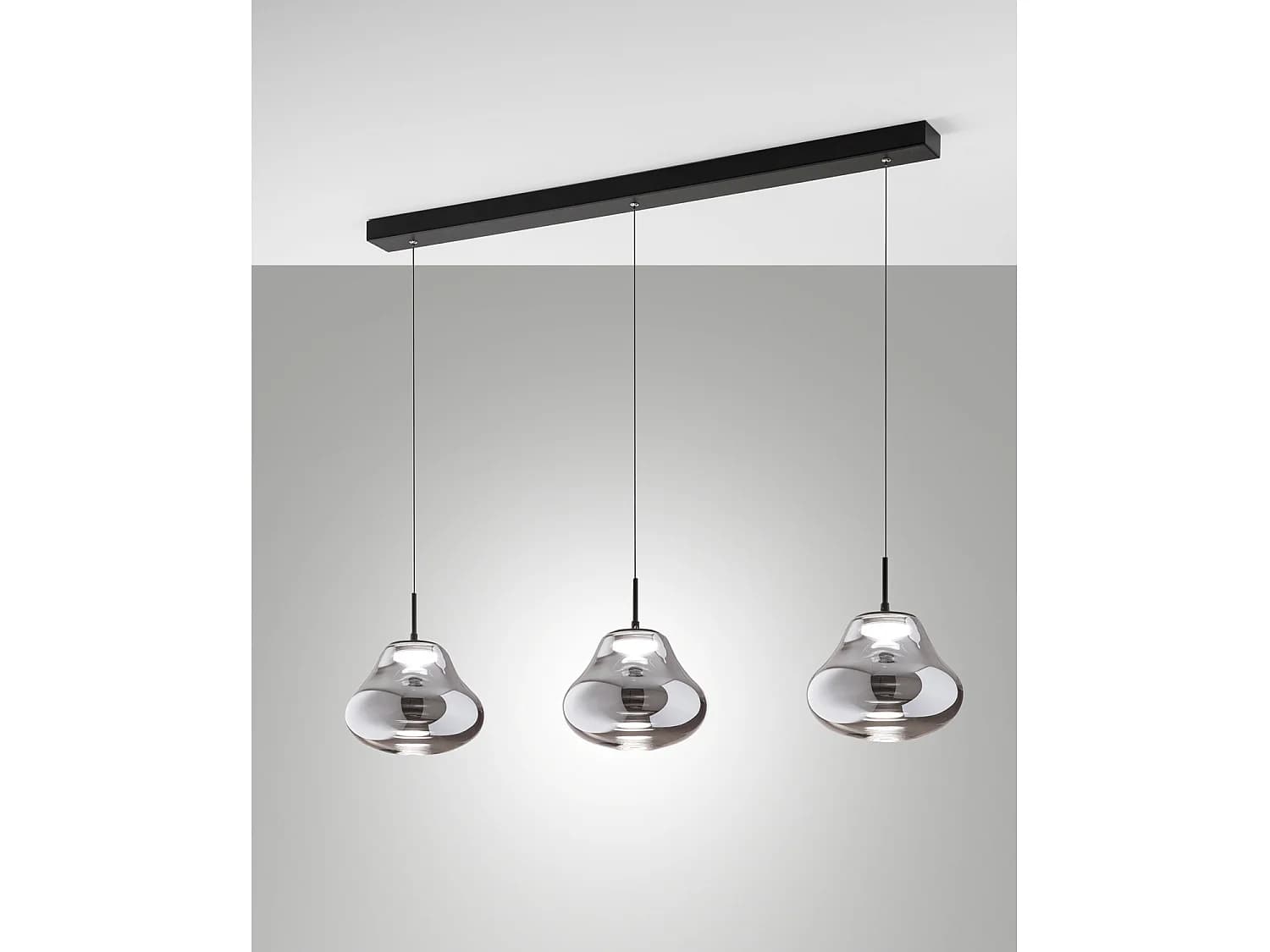 Suspension Led Deva 42 W À Température De Couleur Variable, Structure En Métal Et Verre Borosilicate Fumé, Ip20 - Collection Deva