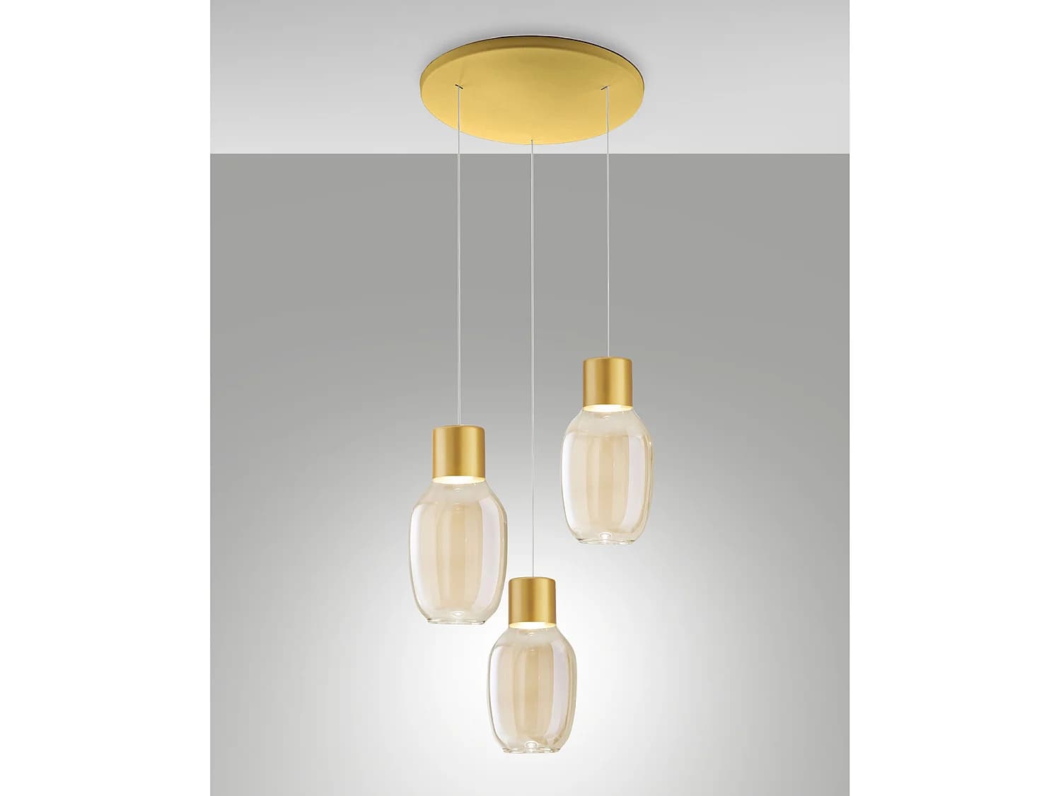 Suspension Led Lapo Ø350 Mm 36 W 3900 Lm 3000 K À Intensité Variable, Métal Et Verre Borosilicate Cognac, Classe 1 - 3768-47-365