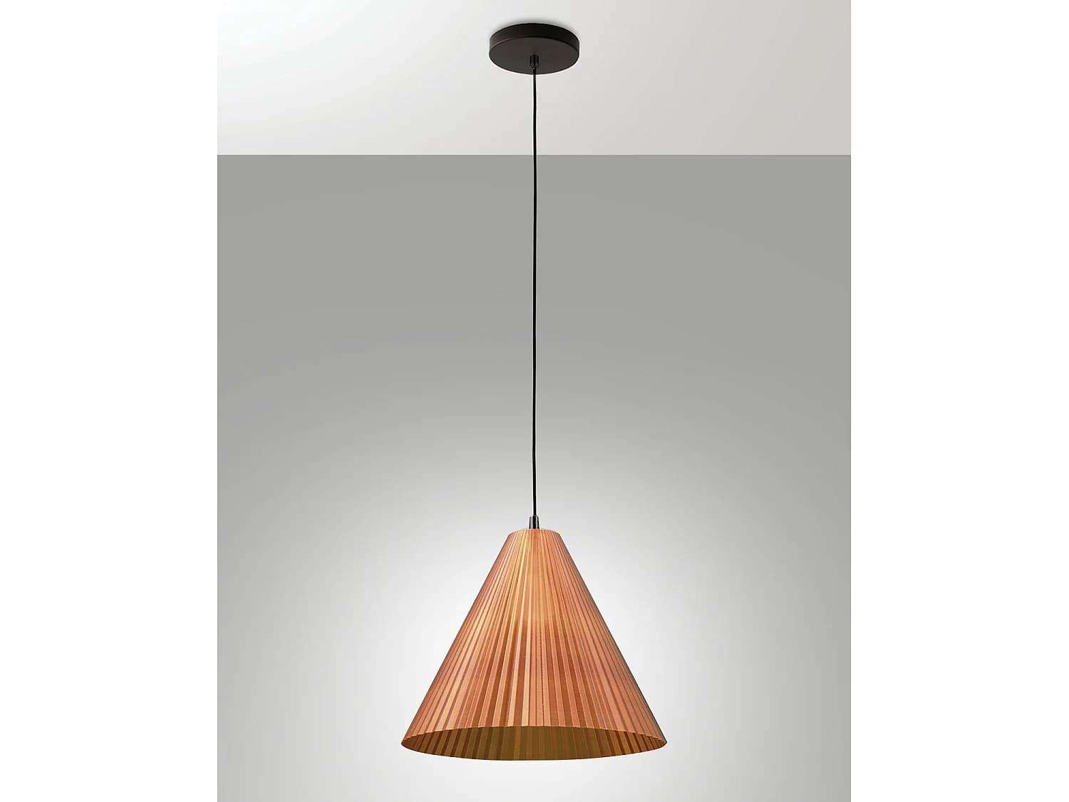 Suspension Conique Design Moderne, Métal Et Plastique D'Origine Végétale, Douille E27, Ip20, Couleur Orange, Diamètre 316 Mm. Luminaire Soigné.