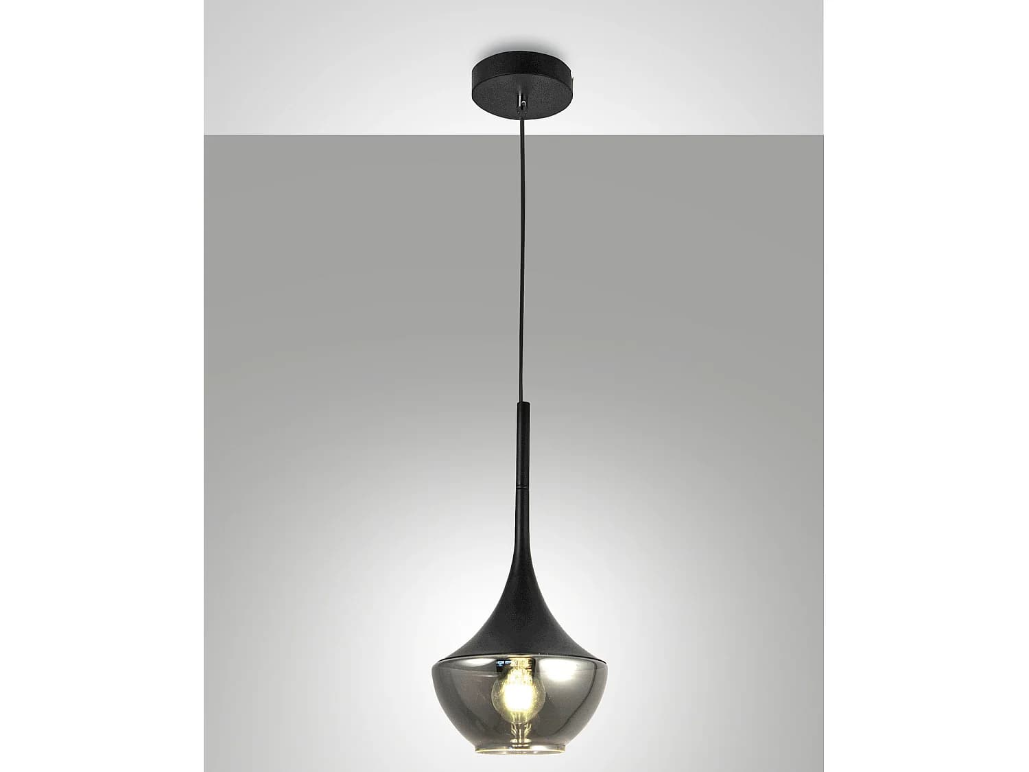 Suspension Apollo En Métal Et Verre Soufflé Noir - Design Moderne, Douille E27, Structure Orientable 2000 Mm, Idéale Pour L'Éclairage Intérieur