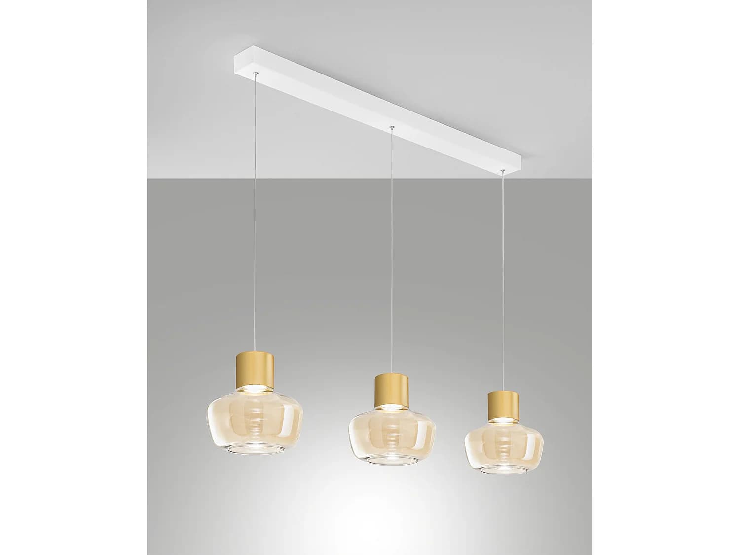 Suspension Led Kino 36 W 3900 Lm 3000 K À Intensité Variable, Structure En Métal Et Verre Borosilicate Cognac - Ip20 Classe 1