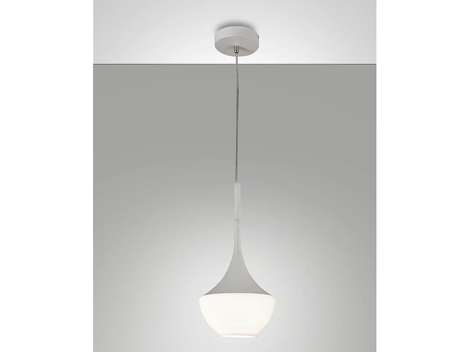 Suspension Apollo En Métal Et Verre Soufflé Blanc - Design Moderne, Douille E27, Structure Orientable 2000 Mm, Idéale Pour L'Éclairage Intérieur