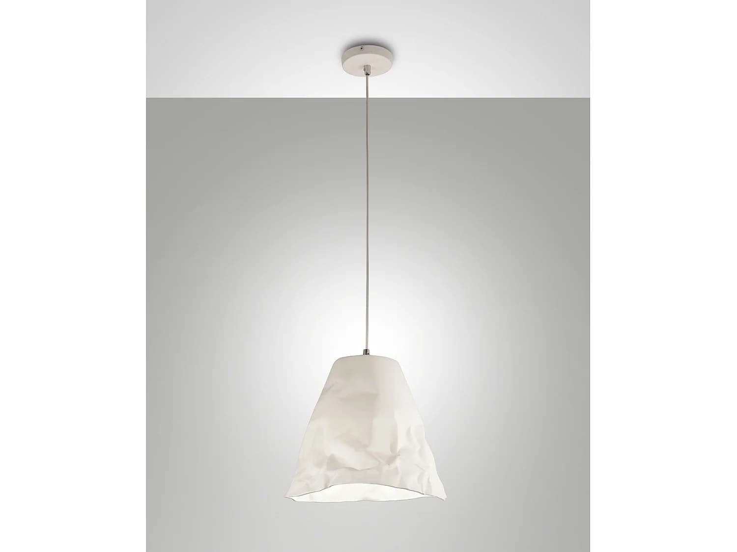 Suspension Crumple En Céramique Blanche Et Métal, Douille E27, Design Élégant Et Moderne, Idéale Pour L'Éclairage Intérieur