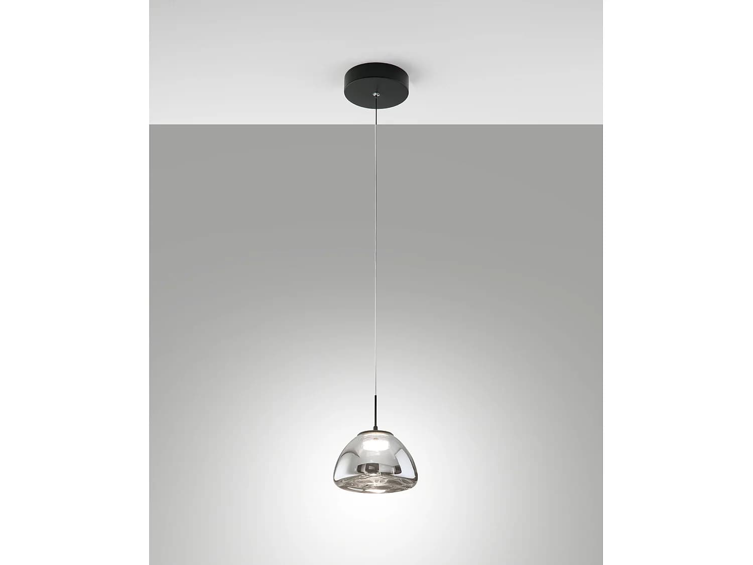 Suspension Lucille En Métal Et Verre Borosilicate Fumé, Led 8 W À Intensité Variable, Température De Couleur 2700 K/3000 K/4000 K, Ø 16 Cm - Lucille