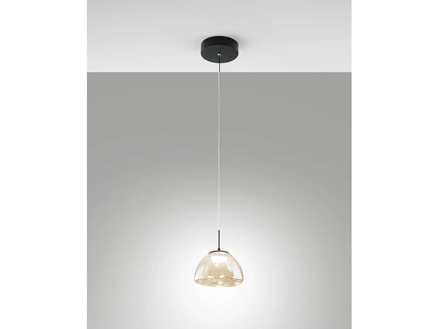 Suspension Lucille En Métal Et Verre Borosilicate Cognac, Led 8 W À Intensité Variable, Température De Couleur 2700 K/3000 K/4000 K, Ø 16 Cm - Lucille