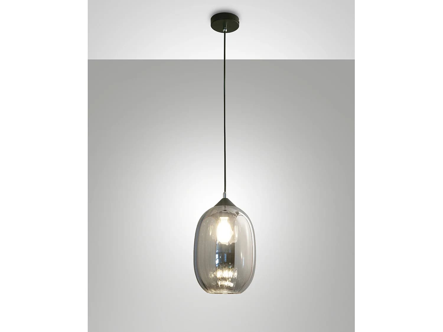 Suspension Infinity 200 Mm En Verre Soufflé Fumé Avec Structure Métallique - Design Moderne Et Élégant Pour L'Éclairage Intérieur