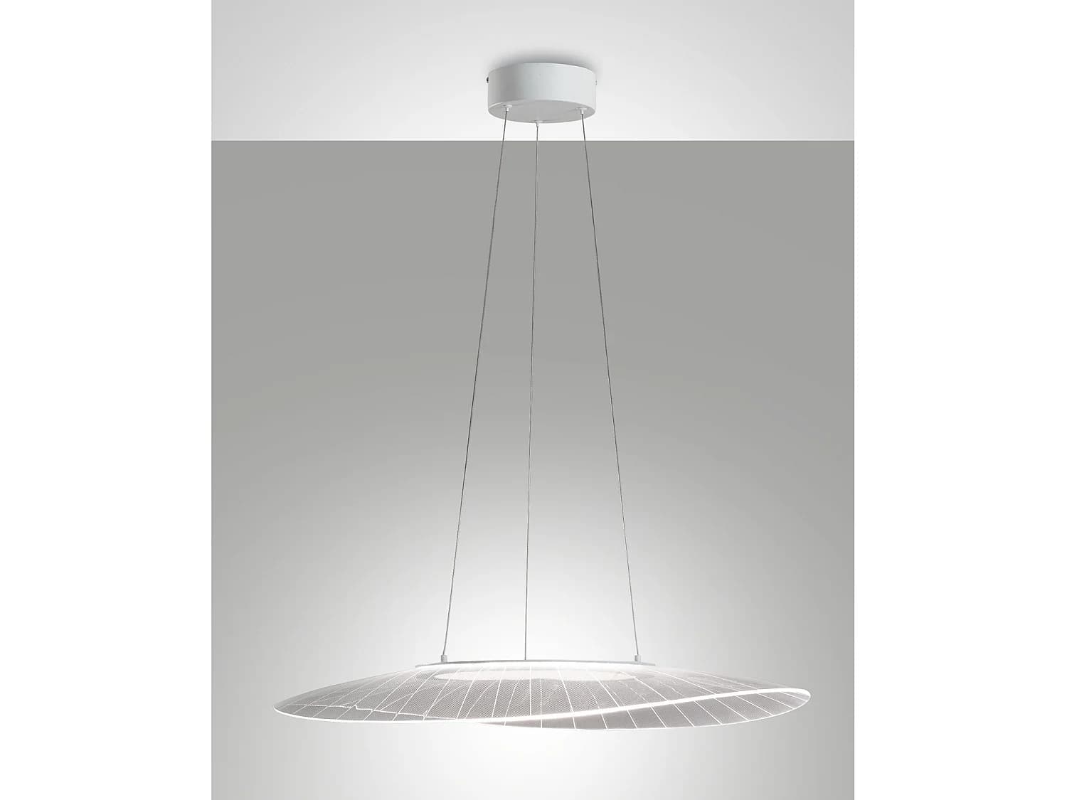 Suspension Vela En Métal Et Méthacrylate Blanc, Led 40 W 3000 K, Dimmable Avec Coupure De Phase, Idéale Pour L'Éclairage Intérieur