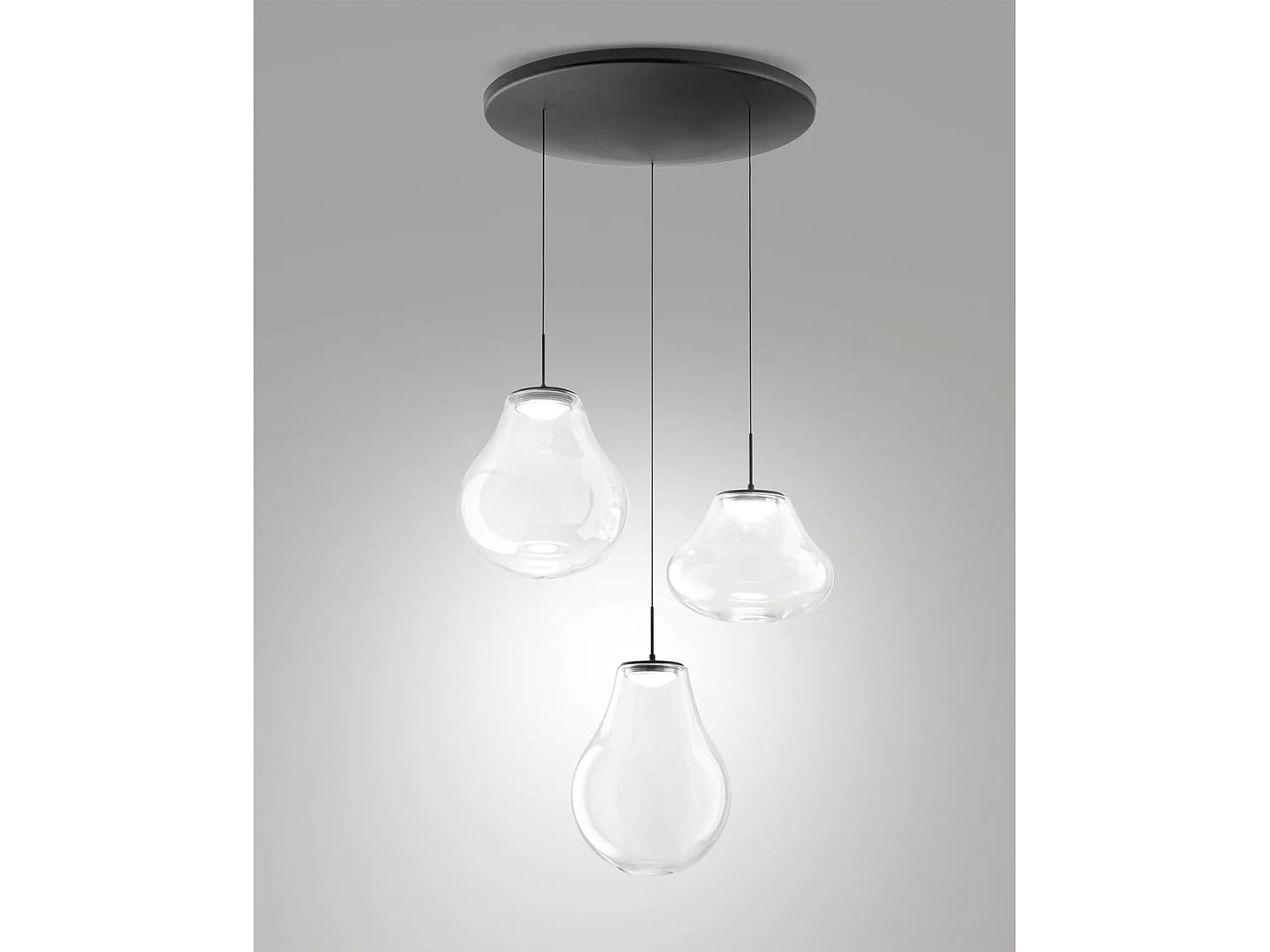 Suspension Deva Ø500 Mm, Led 42W, 4530 Lm, Température 2700K-4000K, Dimmable, Structure Métallique Et Verre Borosilicate Transparent.