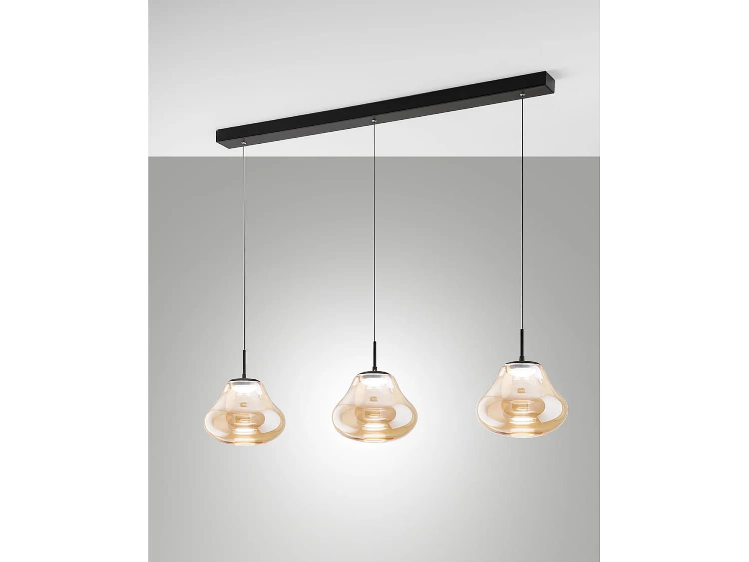 Suspension Led Deva 42 W À Température De Couleur Variable, Structure En Métal Et Verre Borosilicate Ambré, Ip20 - Collection Deva