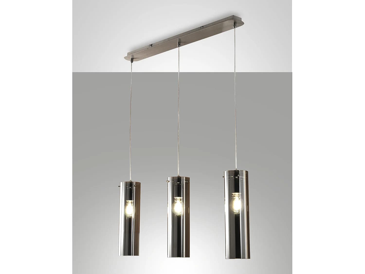 Suspension Sintesi En Métal Et Verre Soufflé Fumé, 3 Douilles E27, Design Moderne Et Élégant Pour Éclairage Intérieur Ip20