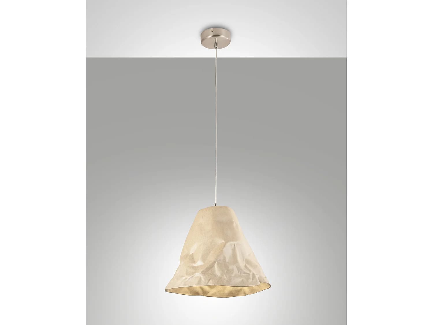 Suspension Crumple En Céramique Et Métal Kaki, Douille E27, Design Élégant Et Moderne, Idéale Pour L'Éclairage Intérieur
