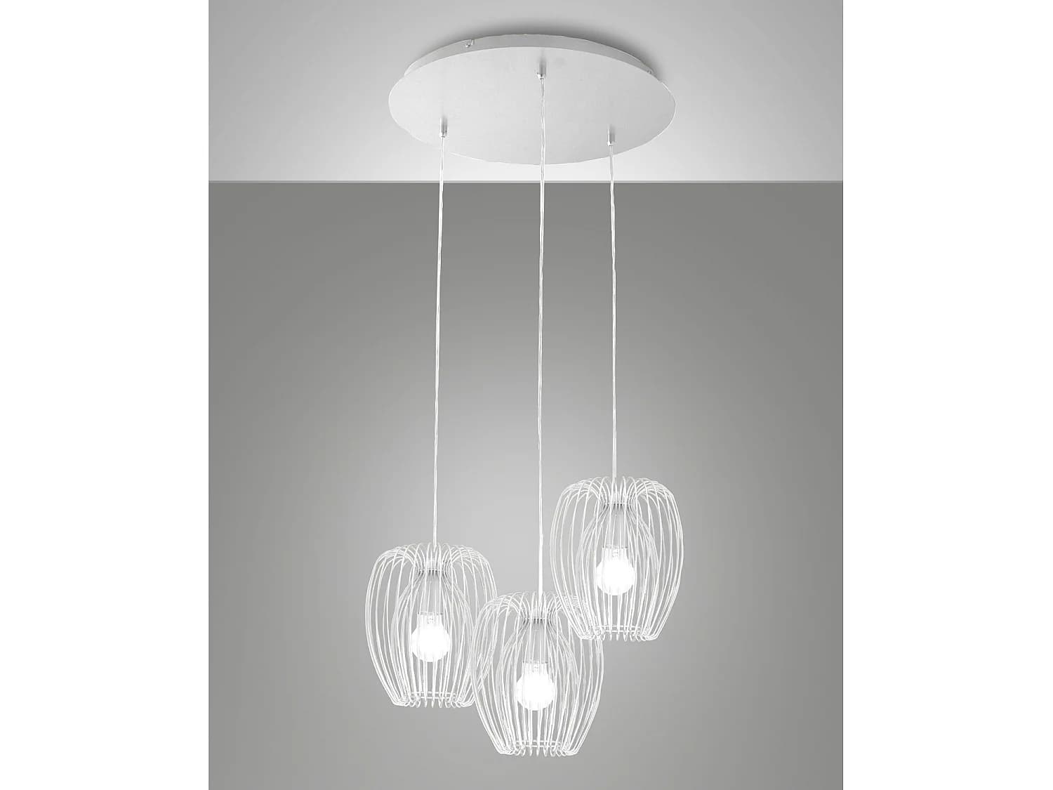 Suspension Camp En Métal Blanc Ø500 Mm, Design Moderne Et Structure Élégante Pour Éclairage Intérieur, Classe 1 Ip20