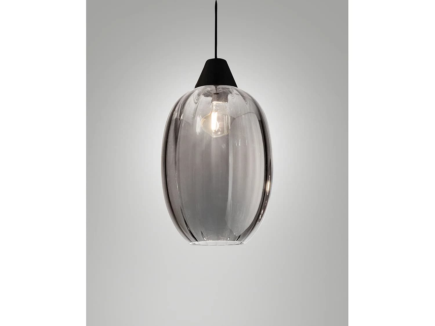 Kit De Suspension En Verre Soufflé Fumé, E27 - Design Moderne Et Élégant Pour L'Éclairage Intérieur, Diamètre 250 Mm, Hauteur 360 Mm, Ip20