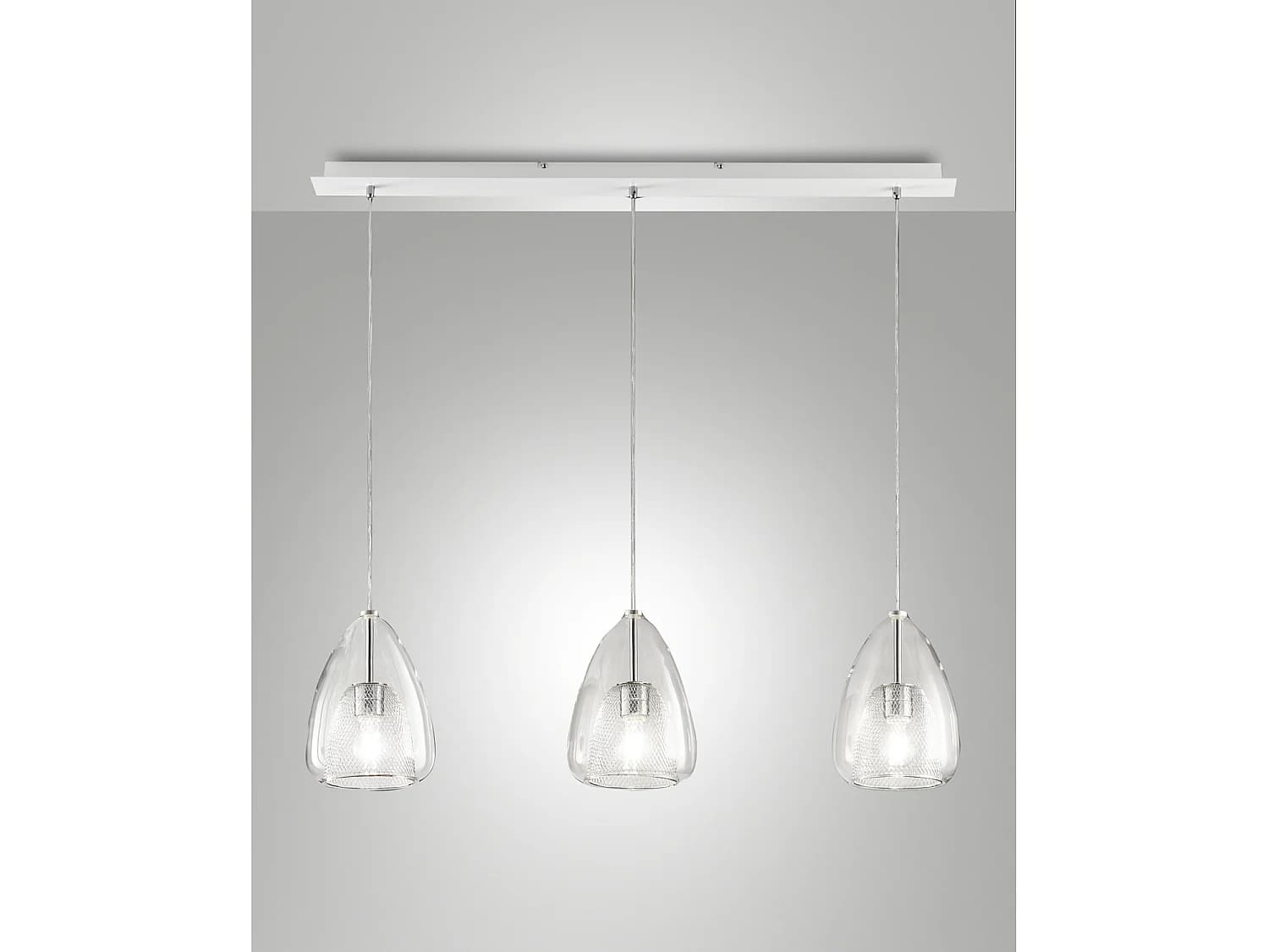 Suspension Britton En Métal Et Verre Borosilicate Transparent, Douille E27 3X40W, Design Moderne Et Élégant Pour L'Intérieur, Ip20
