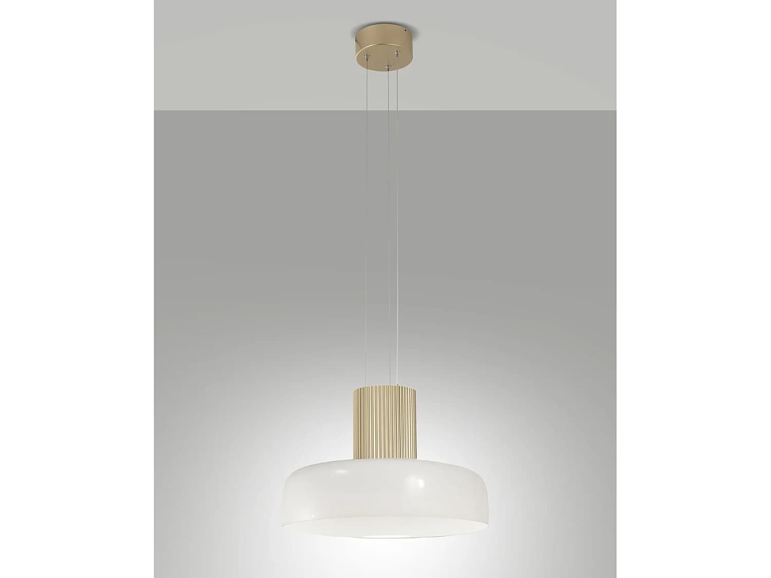 Suspension Led Lunar 26 W 3150 Lm Cct 2700 K/3000 K/4000 K, Structure En Métal Et Verre Soufflé, Intensité Variable Par Paliers, Blanc - Lunar