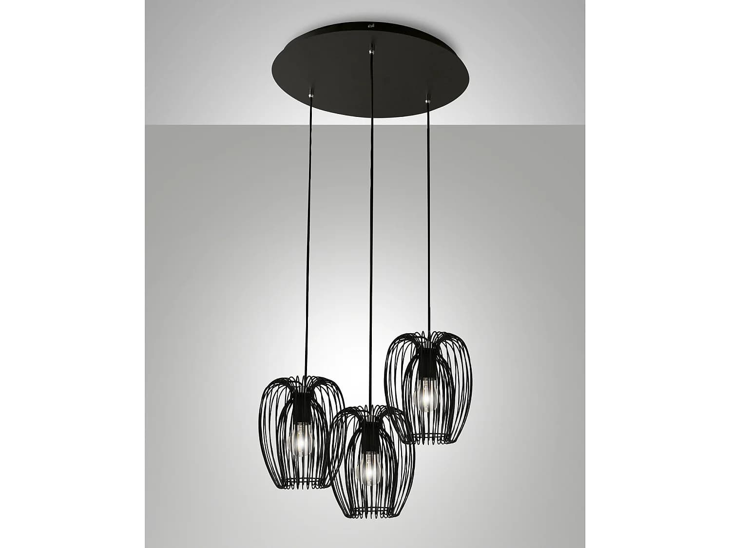 Suspension Camp En Métal Noir Ø500 Mm, Design Moderne Et Structure Élégante Pour Éclairage Intérieur, Classe 1 Ip20