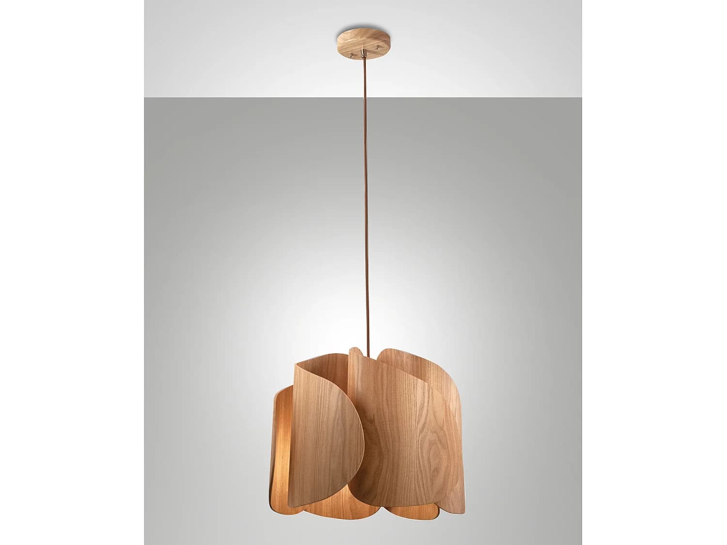 Suspension Pevero En Frêne Et Métal, Design Moderne, Douille E27, Idéale Pour L'Éclairage Intérieur, Diamètre 420 Mm