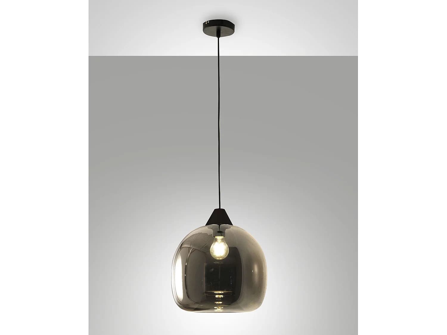 Suspension Maia En Métal Et Verre Soufflé Fumé Ø310 Mm E27 60 W Ip20 - Design Moderne Et Élégant Pour L'Éclairage Intérieur
