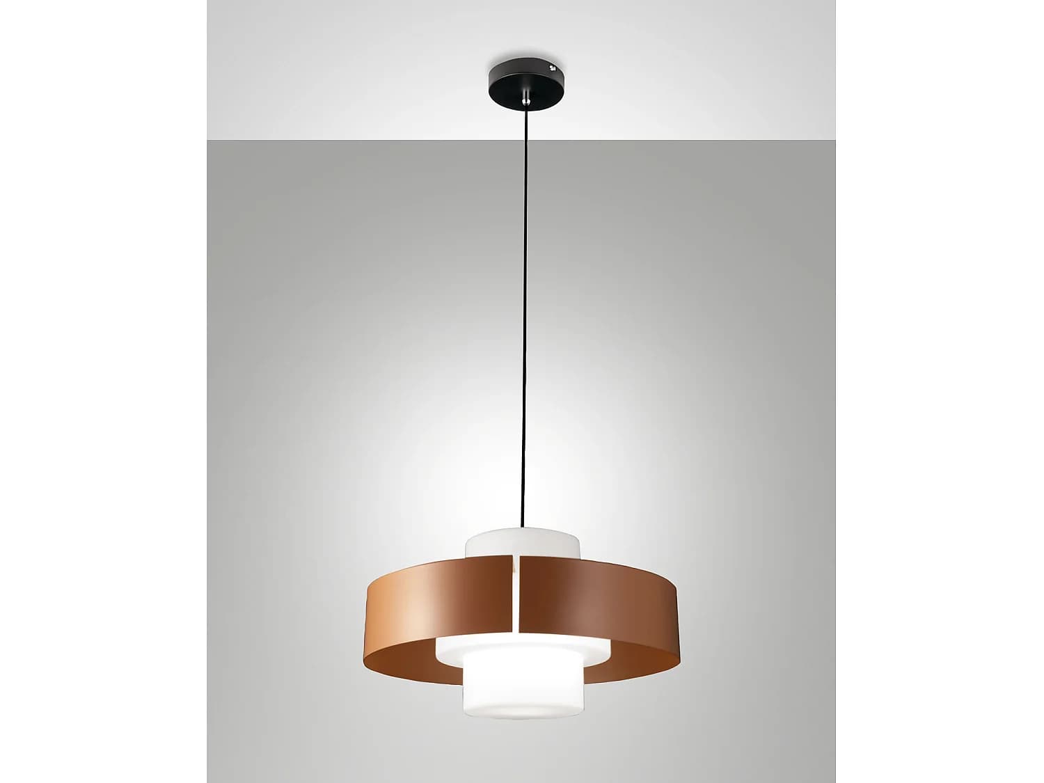 Suspension Loto Ø450 Mm En Métal Et Verre Soufflé Brique, Douille E27 40 W, Ip20, Classe 1 - Design Moderne Et Élégant