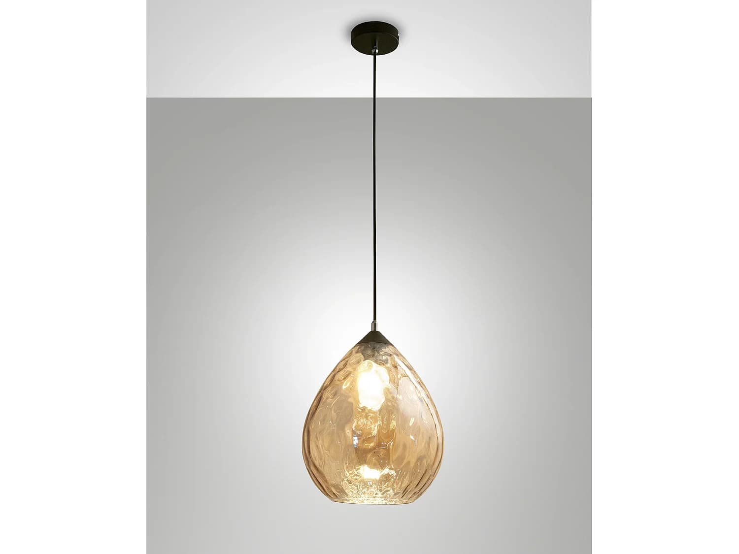 Suspension Gisella En Verre Soufflé Ambré Avec Structure Métallique - Éclairage Intérieur Élégant Ø260 Mm Douille E27
