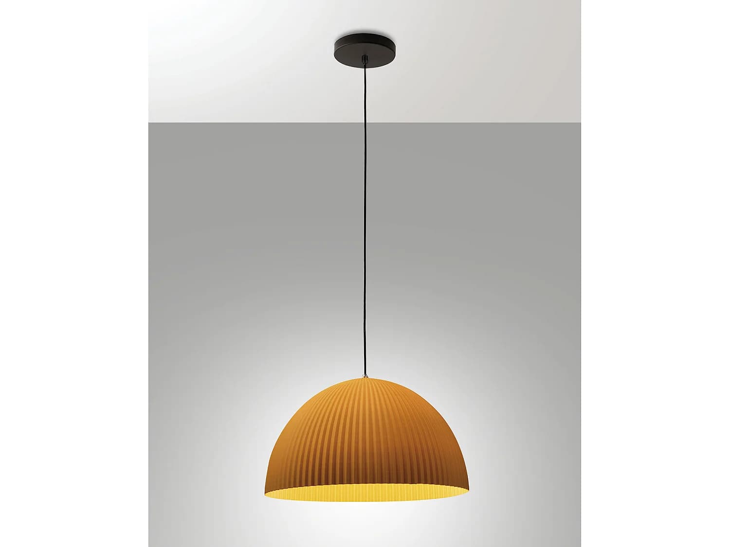Suspension Carola Ø360 Mm E27 10 W, Structure En Métal Et Plastique D'Origine Végétale, Couleur Moutarde, Ip20, Classe 1 - Carola Design