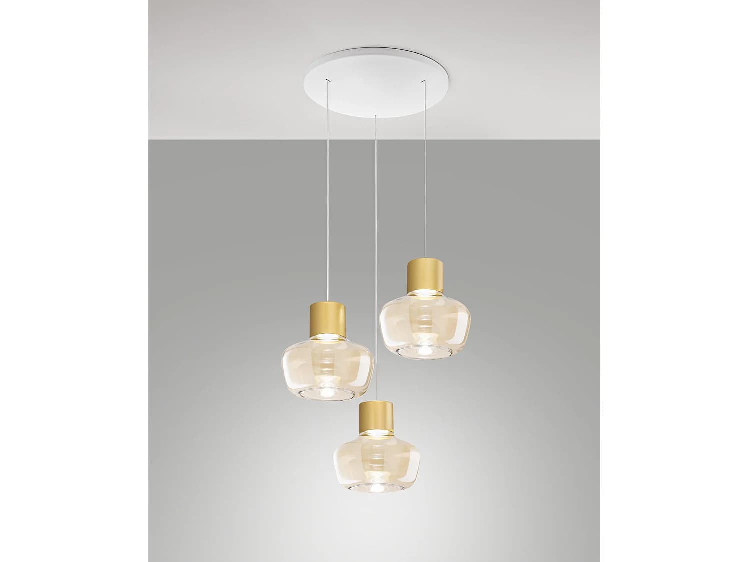Suspension Led Kino 36 W 3900 Lm 3000 K À Intensité Variable, Structure En Métal Et Verre Borosilicate, Cognac - Kino